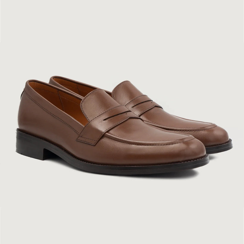 Baxton Brązowa Leather Loafers Męska
