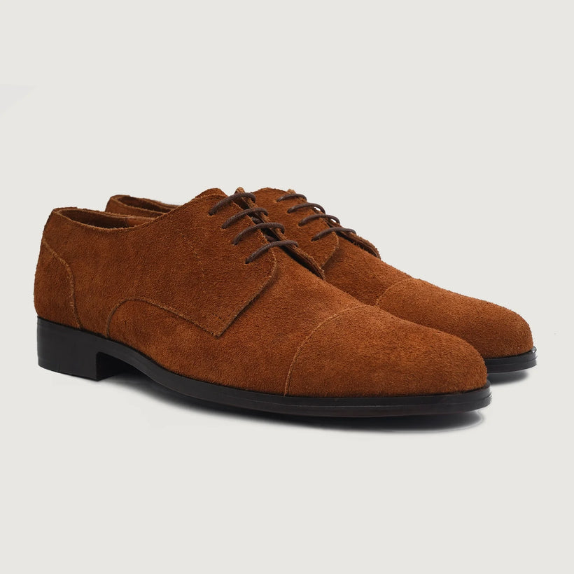 Attorney Derby Brązowa Suede Leather Shoes Męska