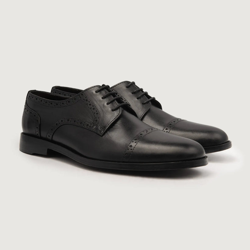 Dirk Brogues Derby Czarna Leather Shoes Męska