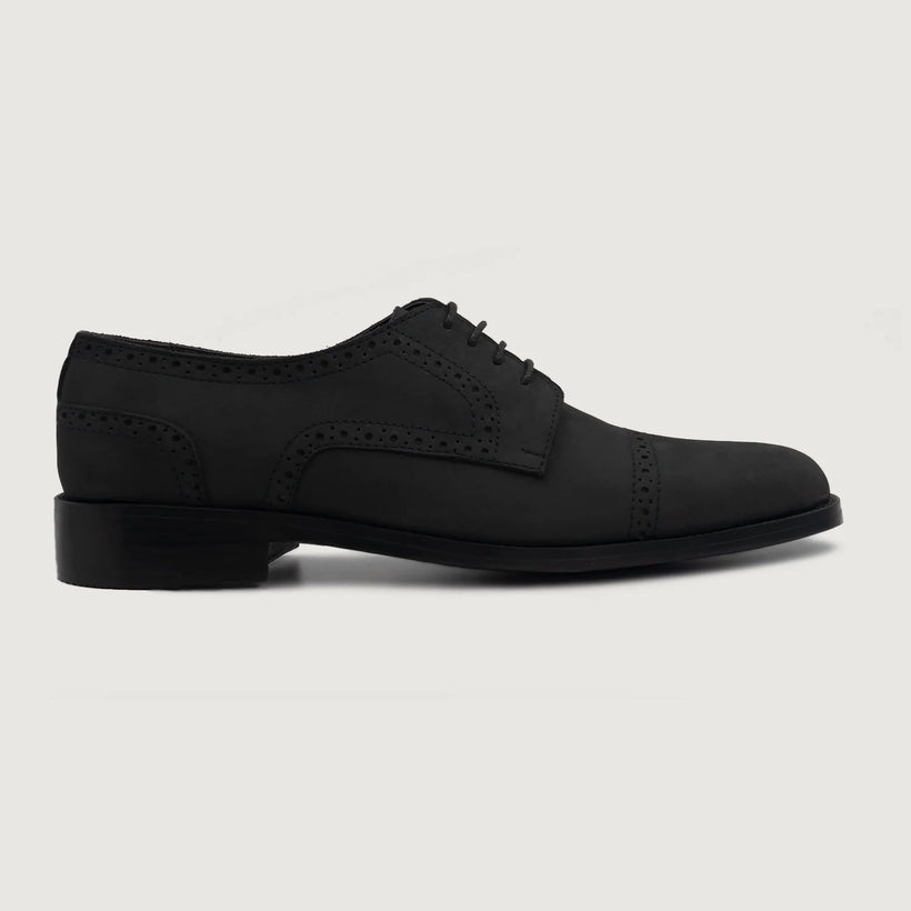 Dirk Brogues Derby Czarna Nubuck Leather Shoes Męska