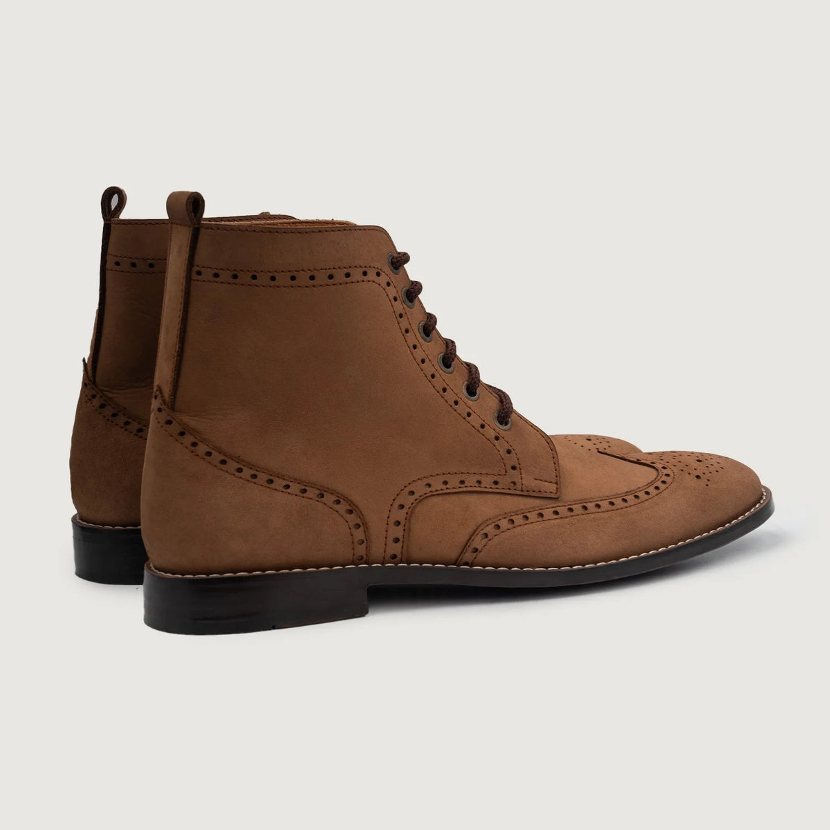 Duster Brogues Derby Brązowy Nubuck Skórzane trzewiki Męska For Men - Widok z boku z ergonomicznym krojem rękawa