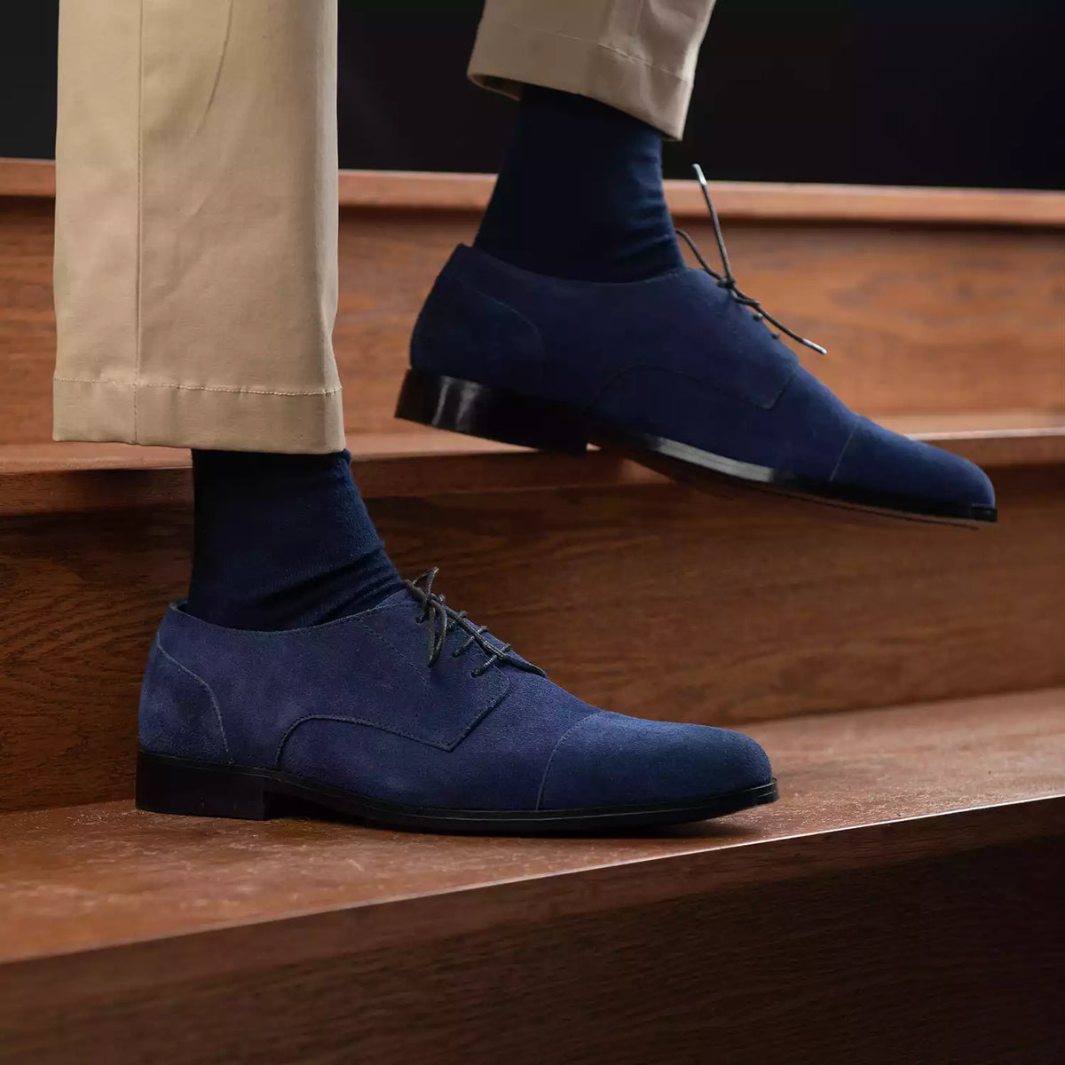 Orlaven Attorney Derby Midnight Niebieski Suede Skórzane buty Męska footwear image 9