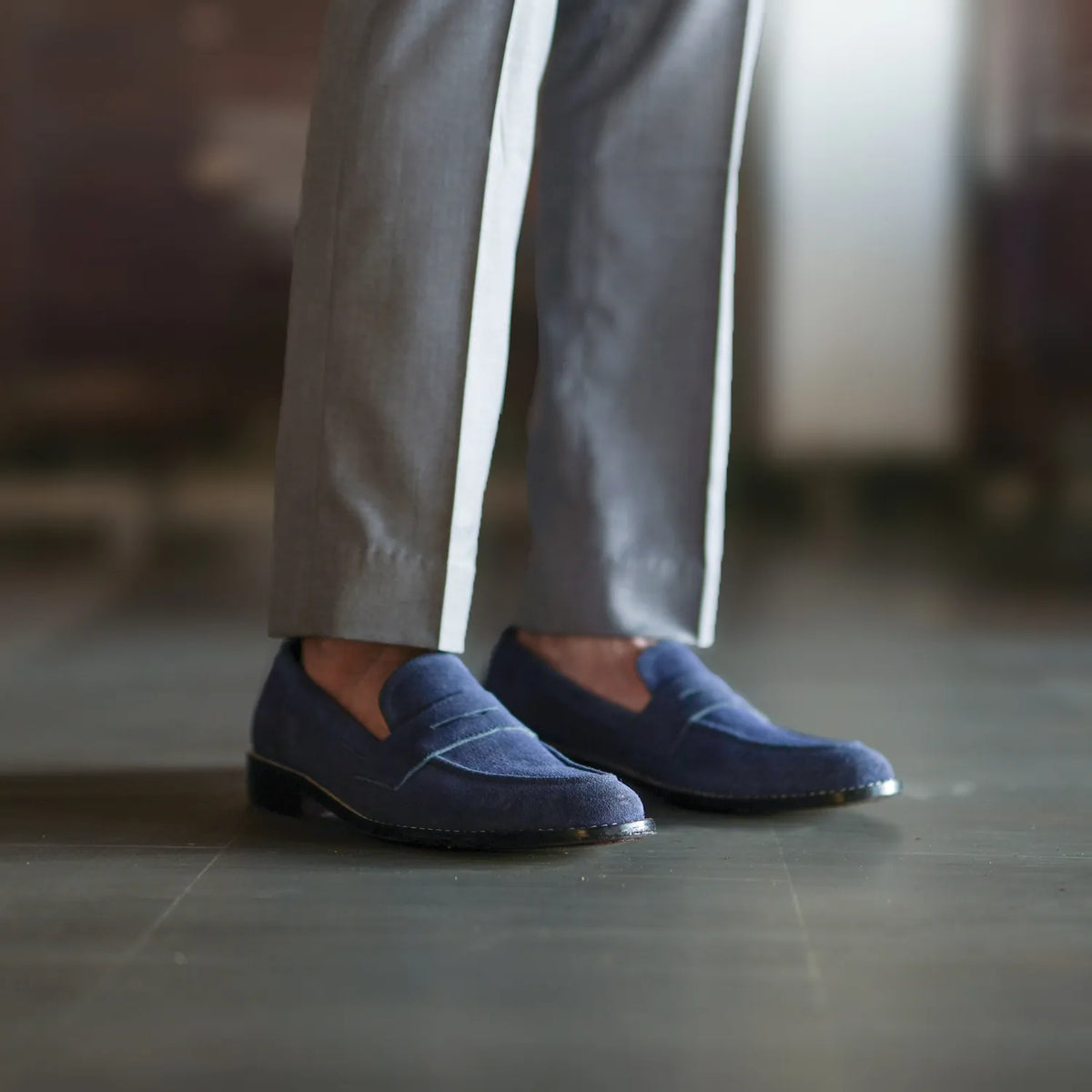 Orlaven Baxton Niebieski Suede Skórzane mokasyny Męska footwear image 9