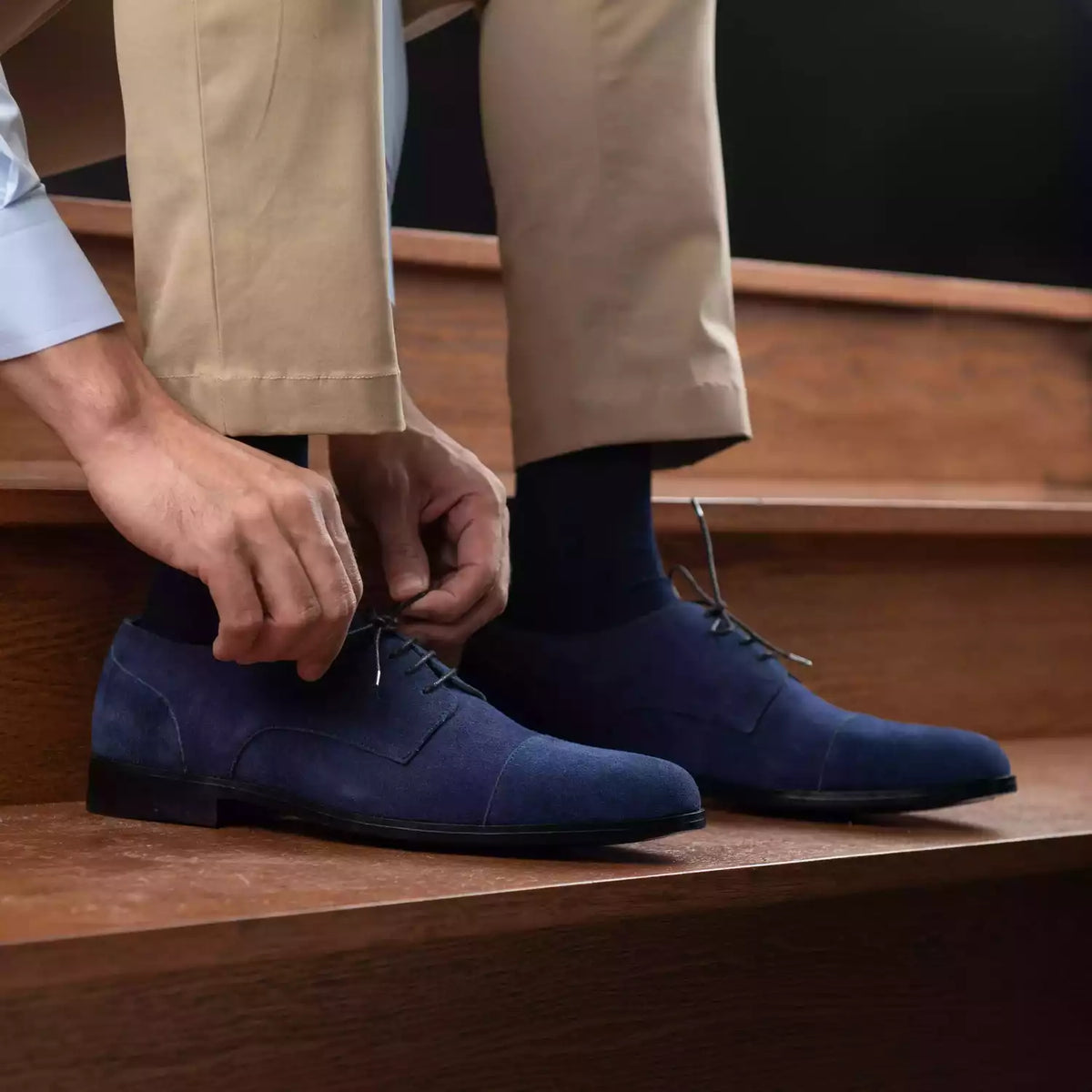 Orlaven Attorney Derby Midnight Niebieski Suede Skórzane buty Męska footwear image 10