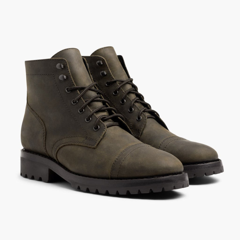 Captain StormKing® Dark Olive Matte Leather Boots Męska