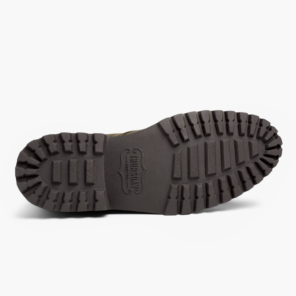 High-Traction Rubber Outsole & Lug Tread Pattern on Captain StormKing® Dark Olive Matte Skórzane trzewiki Męska