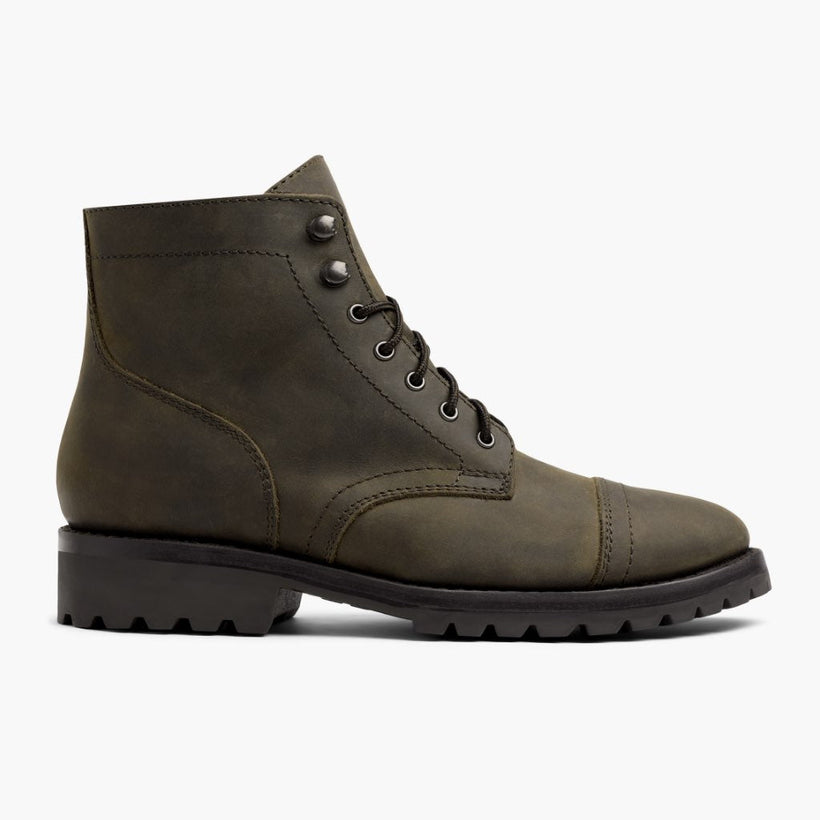 Captain StormKing® Dark Olive Matte Leather Boots Męska
