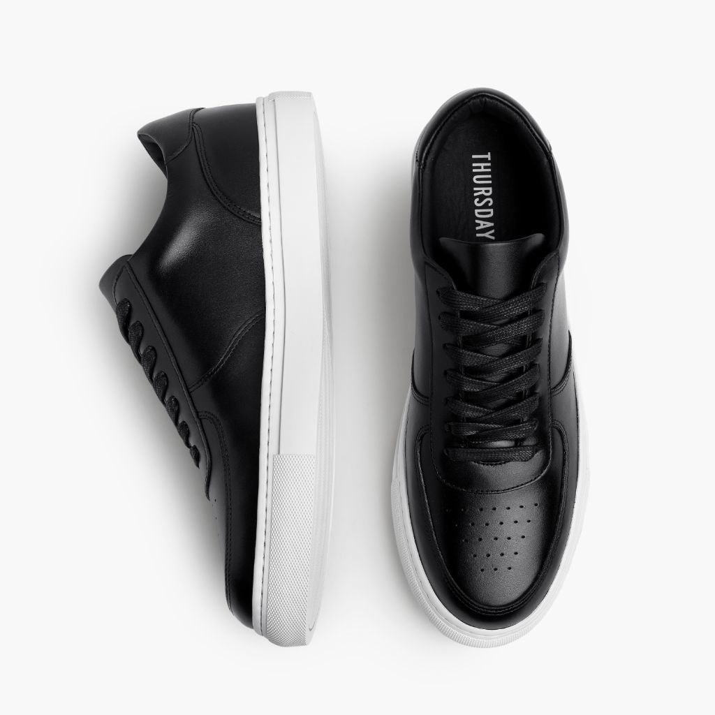 Court Czarny Skórzane sneakersy Męska - Wzmocniony zapiętek i precyzyjne podwójne szwy