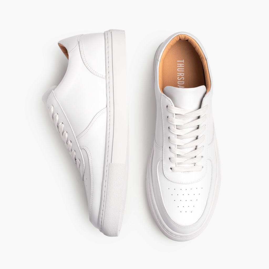 Court White Skórzane sneakersy Męska - Wzmocniony zapiętek i precyzyjne podwójne szwy