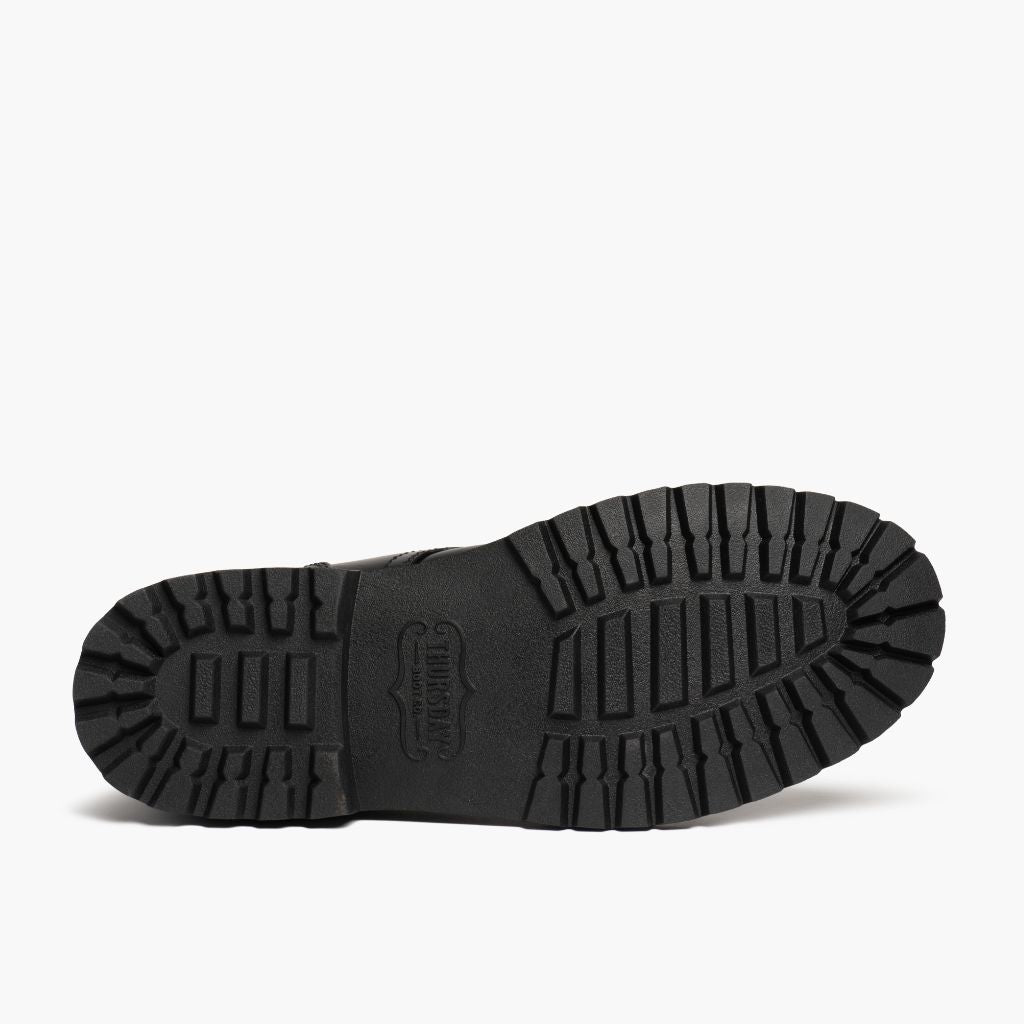 High-Traction Rubber Outsole & Lug Tread Pattern on Hero Czarny Skórzane trzewiki Męska