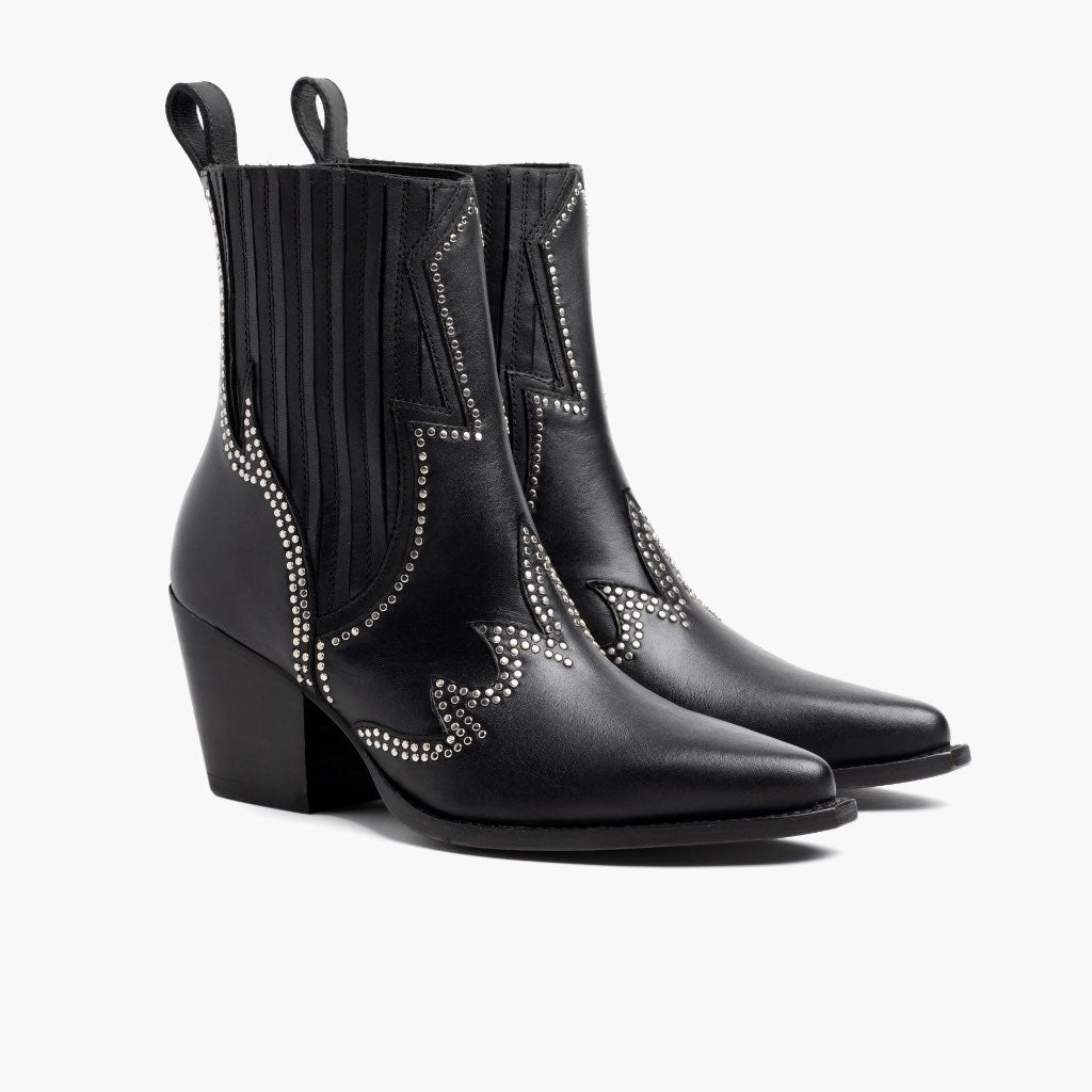 Black Full-Grain leather Boots - Konstrukcja ramowa Goodyear welt i detal noska