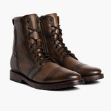 Casa Moto Anejo Leather Boots in Classic Full-Grain Leather - Front Profile View & Tailored Silhouette | Buy Online