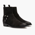 Harness Czarny Suede Skórzane trzewiki Męska