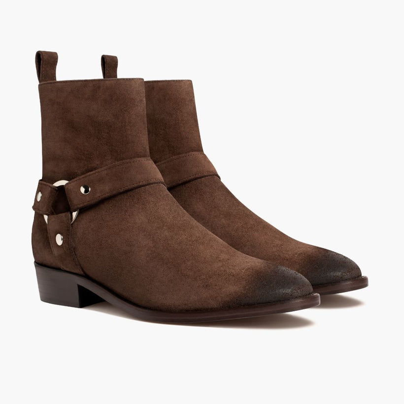 Harness Dark Brązowy Suede Skórzane trzewiki Męska