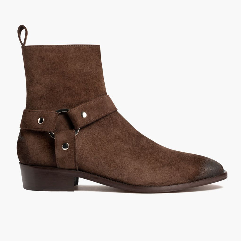 Harness Dark Brązowy Suede Skórzane trzewiki Męska