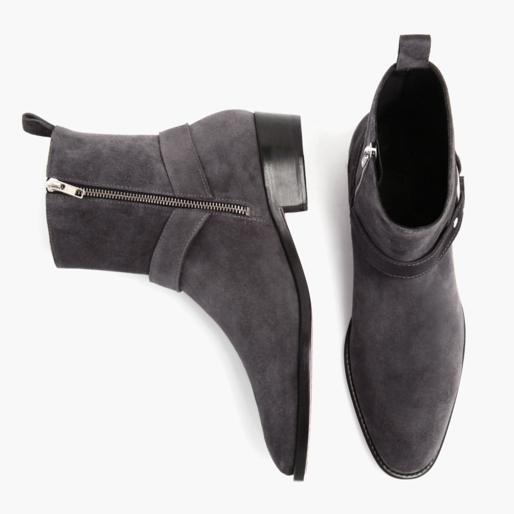 Harness Grey Suede Skórzane trzewiki Męska - Wzmocniony zapiętek i precyzyjne podwójne szwy