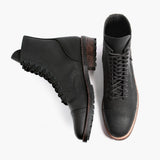 Logger Black Matte Leather Boots - Reinforced Heel Counter & Precision Double-Row Stitching Detail