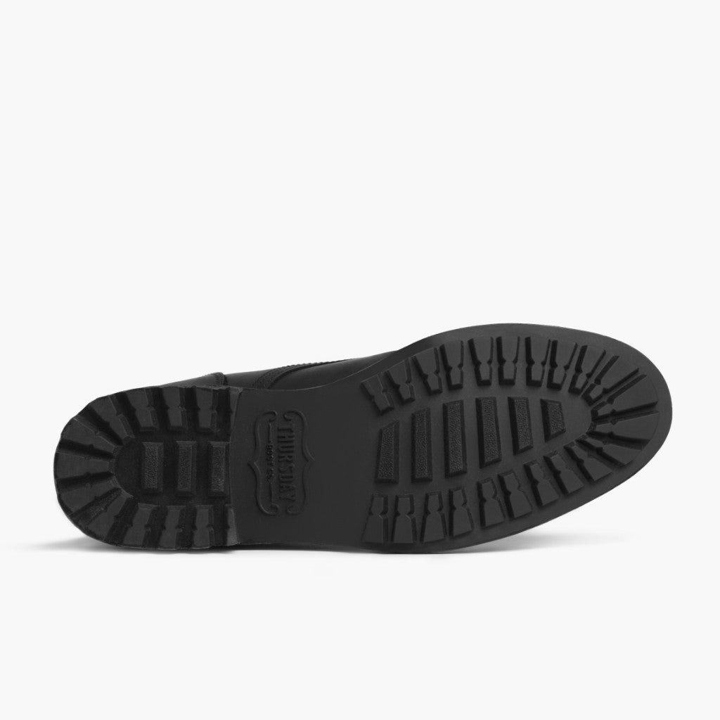 High-Traction Rubber Outsole & Lug Tread Pattern on Logger Czarny Matte Skórzane trzewiki Męska