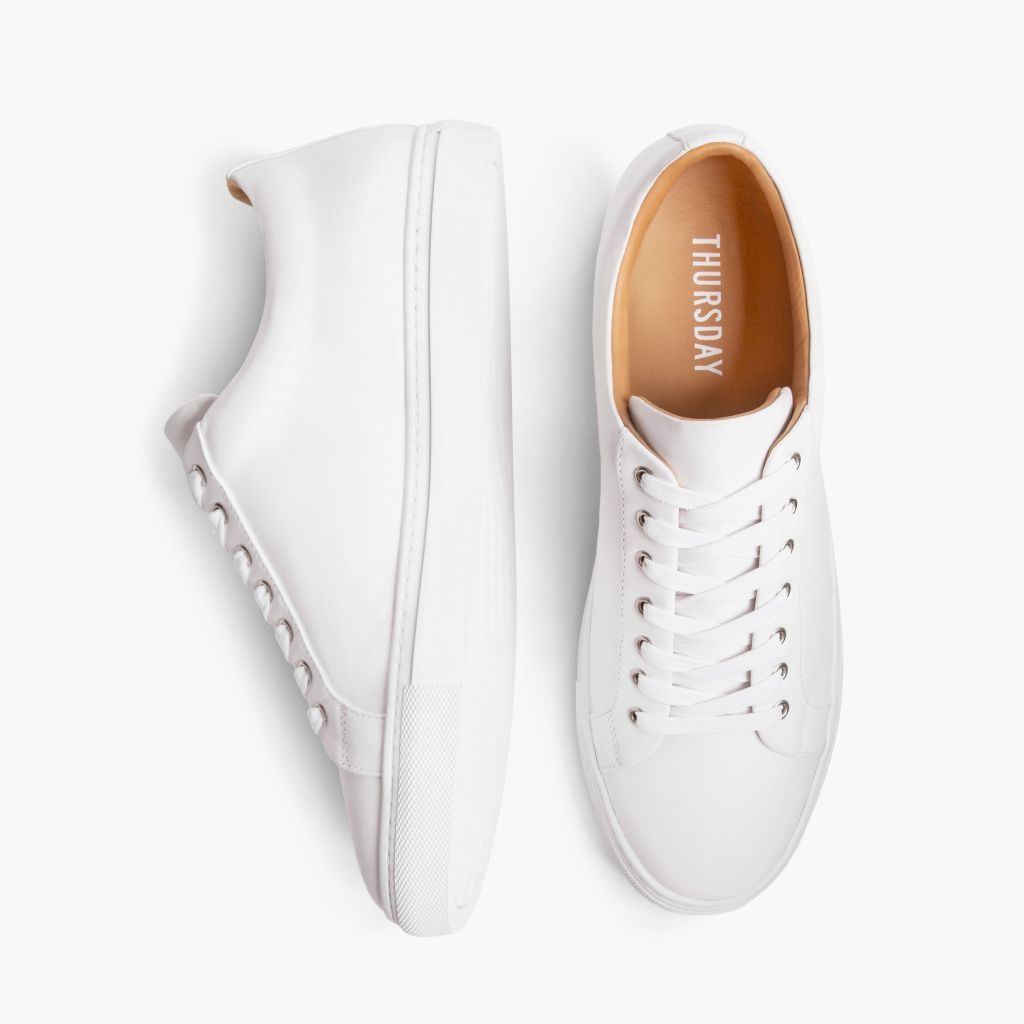 Premier Low Top White Skórzane sneakersy Męska For Men - Wzmocniony zapiętek i precyzyjne podwójne szwy