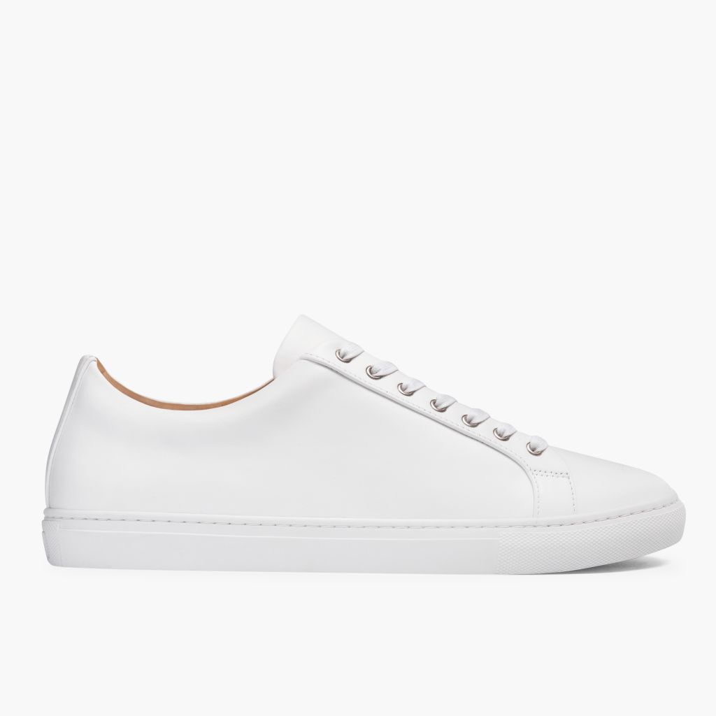 White Full-Grain leather Sneakers - Konstrukcja ramowa Goodyear welt i detal noska