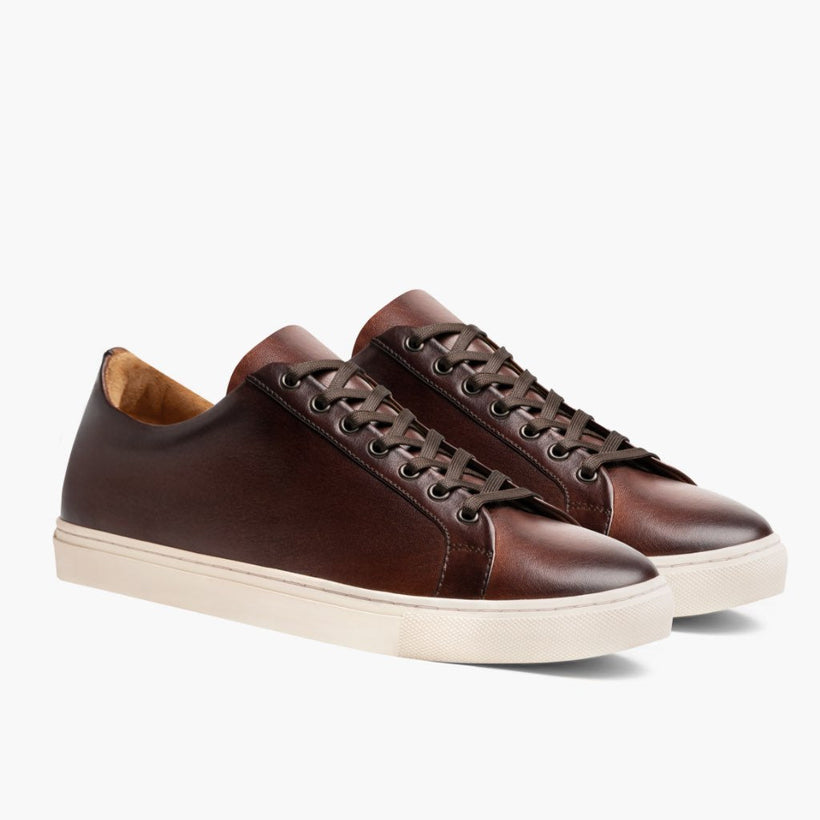Premier Low Top Coffee Leather Sneakers Męska