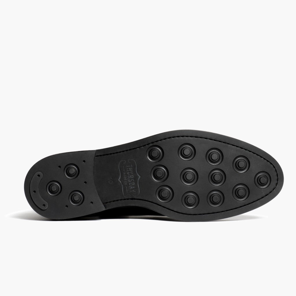 High-Traction Rubber Outsole & Lug Tread Pattern on Cadet Czarny Skórzane trzewiki Męska