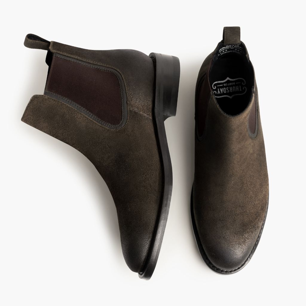 Duke Dark Olive Suede Skórzane trzewiki Męska - Wzmocniony zapiętek i precyzyjne podwójne szwy