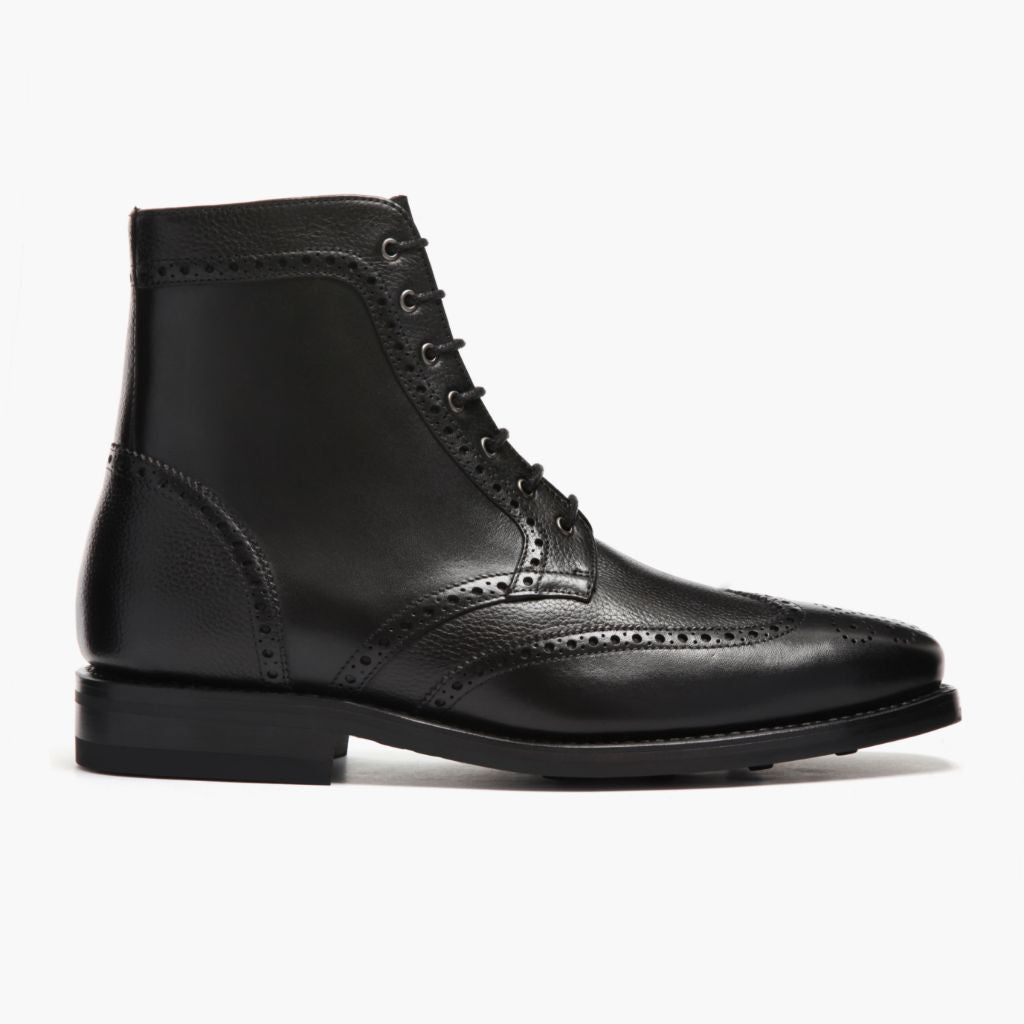 Black Full-Grain leather Boots - Konstrukcja ramowa Goodyear welt i detal noska