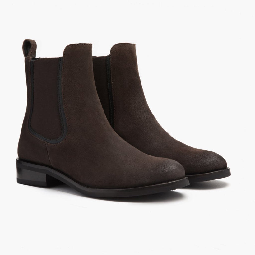 Duchess Dark Brązowa Suede Leather Boots Damska