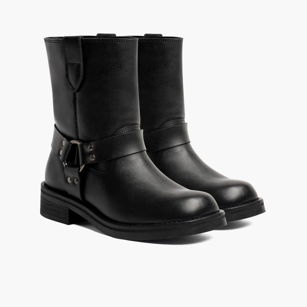 Black Full-Grain leather Boots - Konstrukcja ramowa Goodyear welt i detal noska