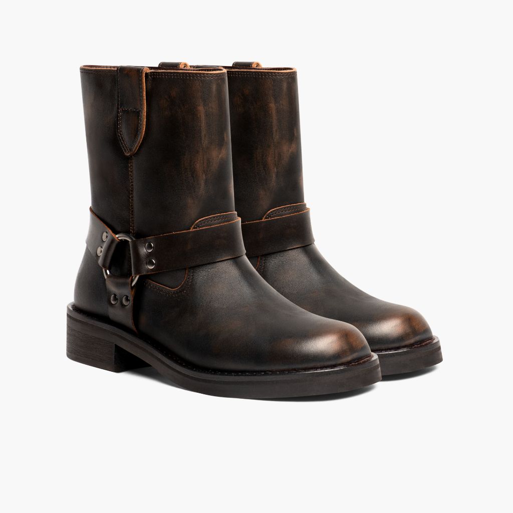 Vintage Brown Full-Grain leather Boots - Konstrukcja ramowa Goodyear welt i detal noska
