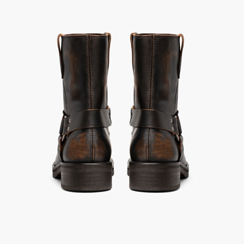 High-Traction Rubber Outsole & Lug Tread Pattern on Outlaw Vintage Brązowy Skórzane trzewiki Damska