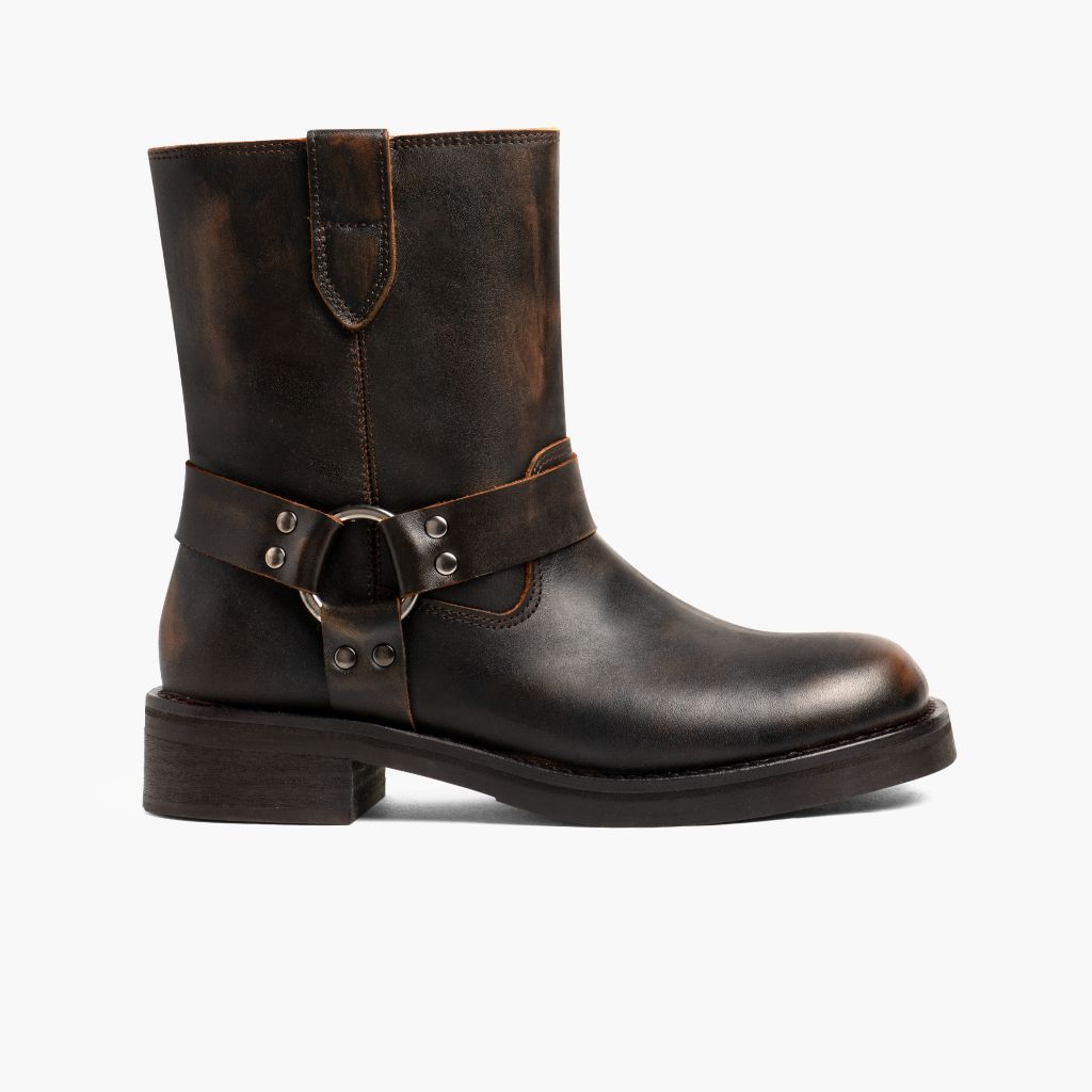 Outlaw Vintage Brązowy Skórzane trzewiki Damska in Vintage Brown Full-Grain Leather - Widok z profilu | Kup online w oficjalnym sklepie