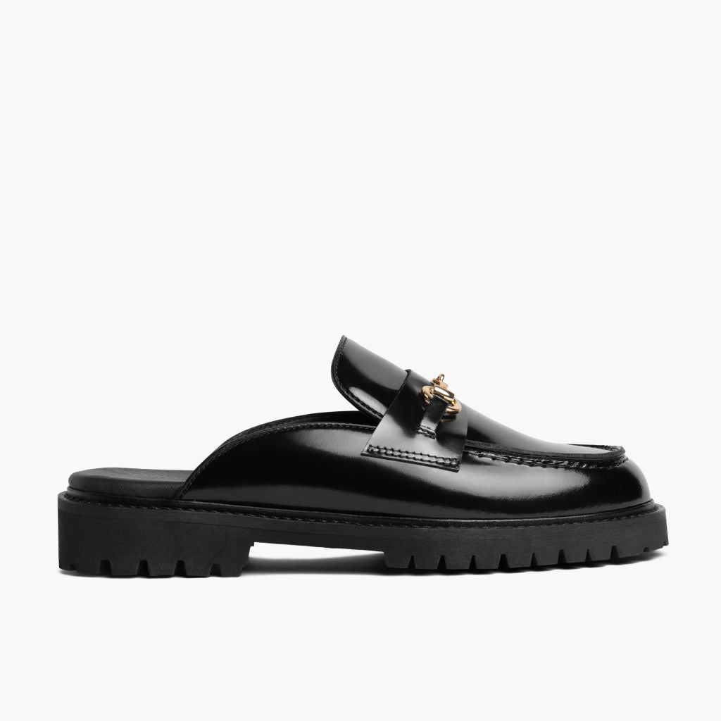 Black Full-Grain leather Loafers - Konstrukcja ramowa Goodyear welt i detal noska