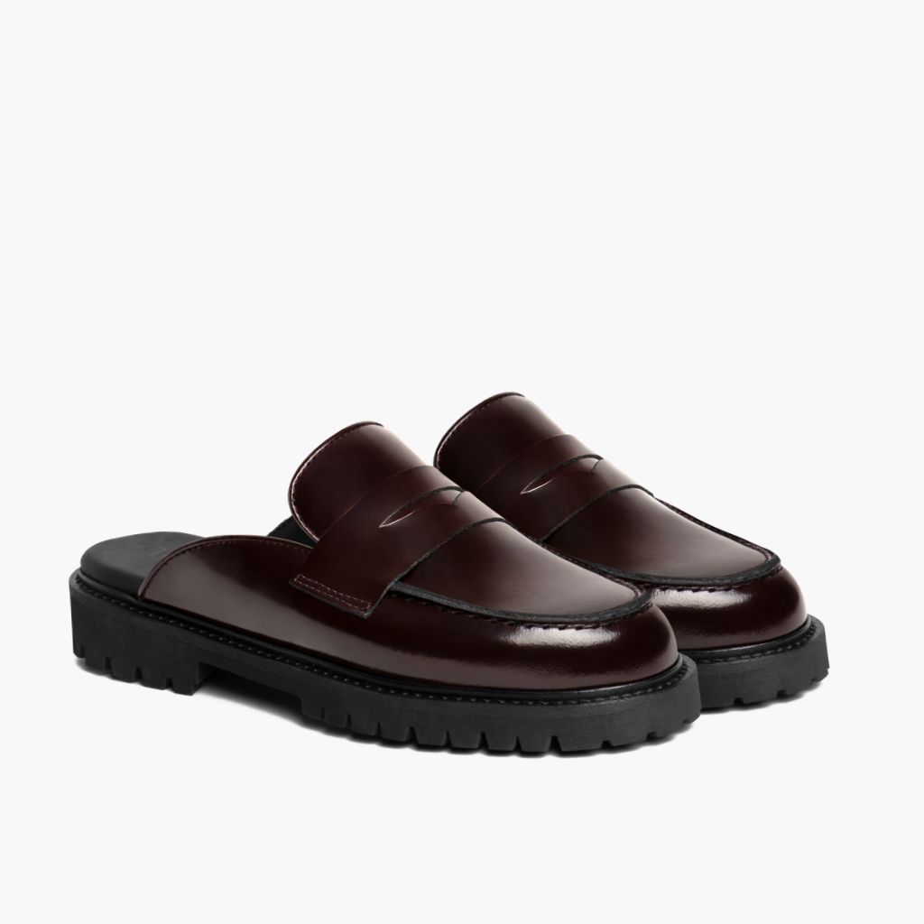 Penny Mule Burgundzki Skórzane trzewiki Damska in Burgundy Full-Grain Leather - Widok z profilu | Kup online w oficjalnym sklepie