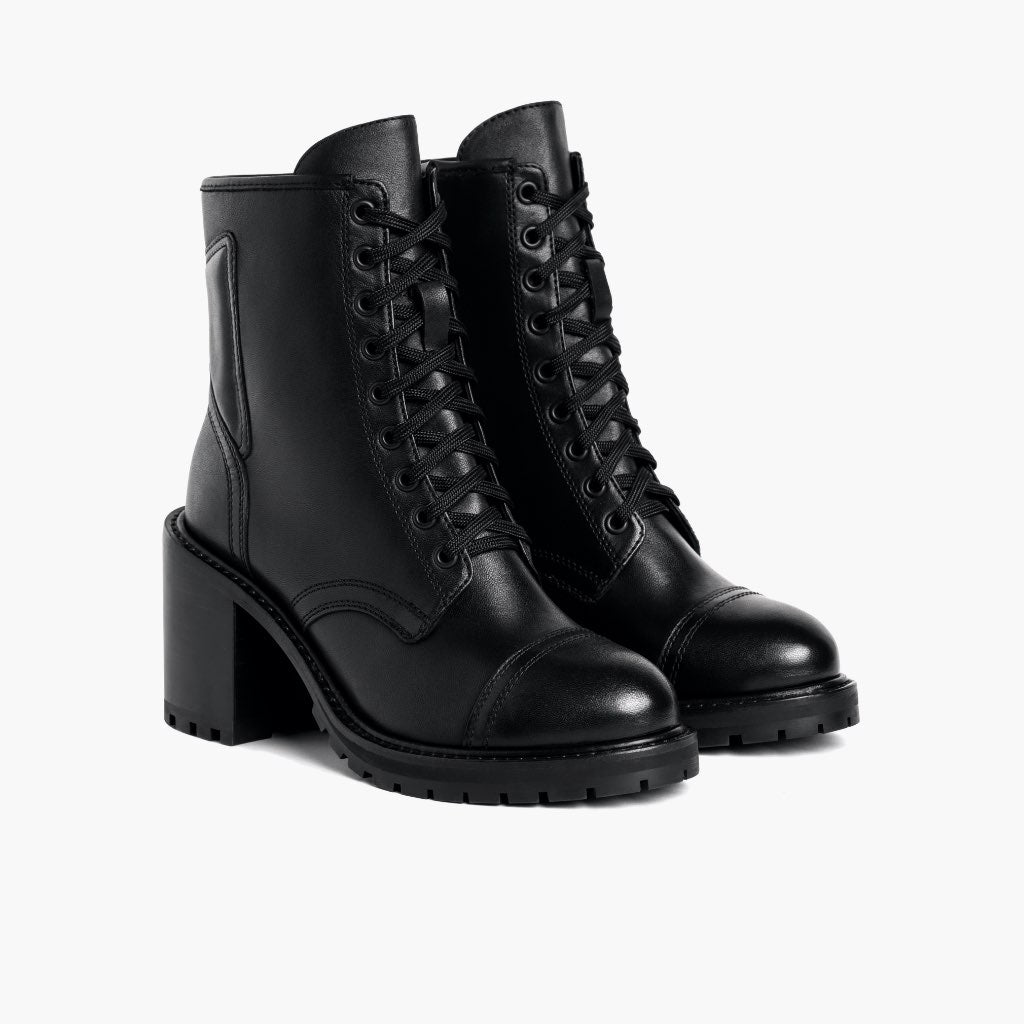 Black Full-Grain leather Boots - Konstrukcja ramowa Goodyear welt i detal noska
