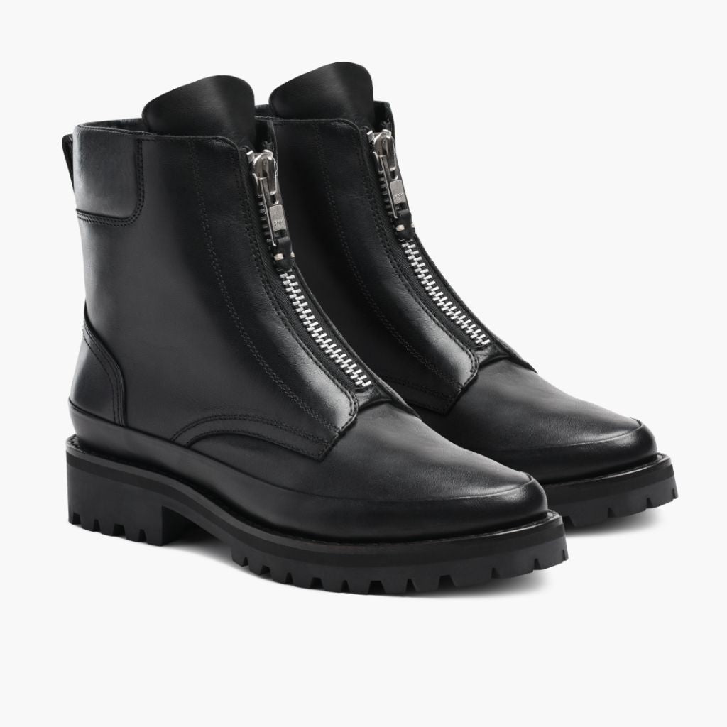 Black Full-Grain leather Boots - Konstrukcja ramowa Goodyear welt i detal noska
