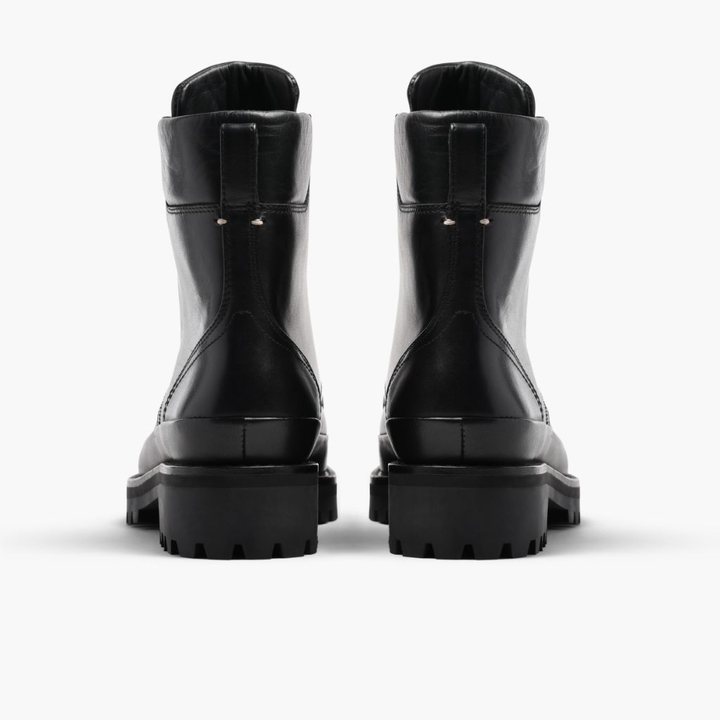 High-Traction Rubber Outsole & Lug Tread Pattern on Ryder Czarny Skórzane trzewiki Damska