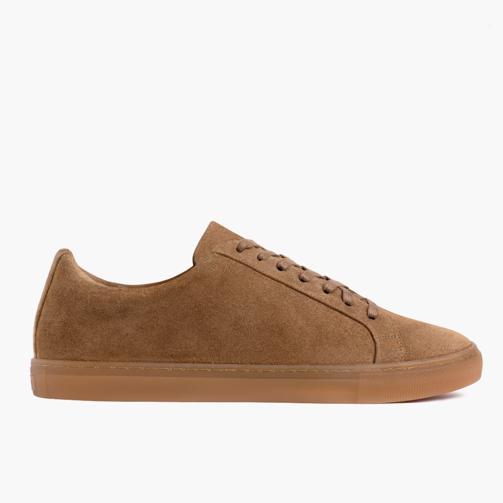 Camel Full-Grain leather Sneakers - Konstrukcja ramowa Goodyear welt i detal noska