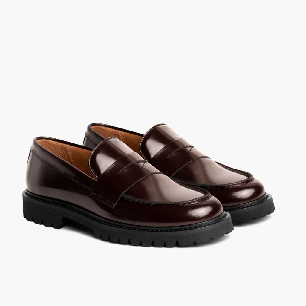 Penny Burgundzki Skórzane trzewiki Damska in Burgundy Full-Grain Leather - Widok z profilu | Kup online w oficjalnym sklepie