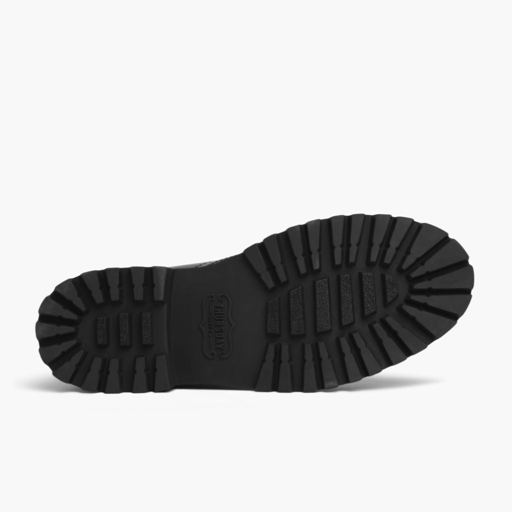 High-Traction Rubber Outsole & Lug Tread Pattern on Captain Czarny (StormKing®) Skórzane trzewiki Damska