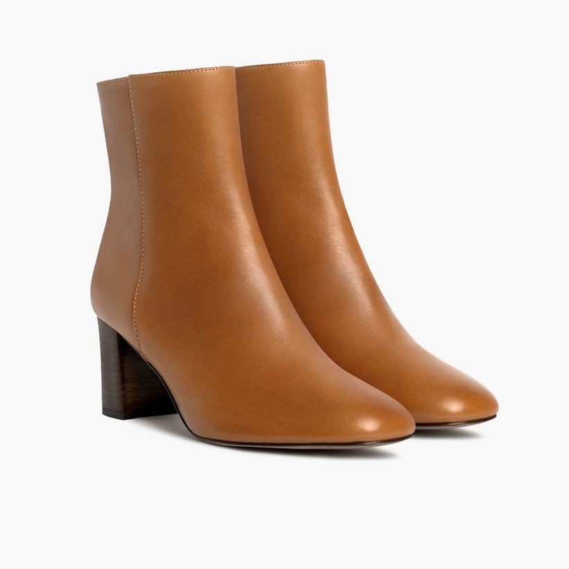 High Standard Toffee Leather Boots Damska