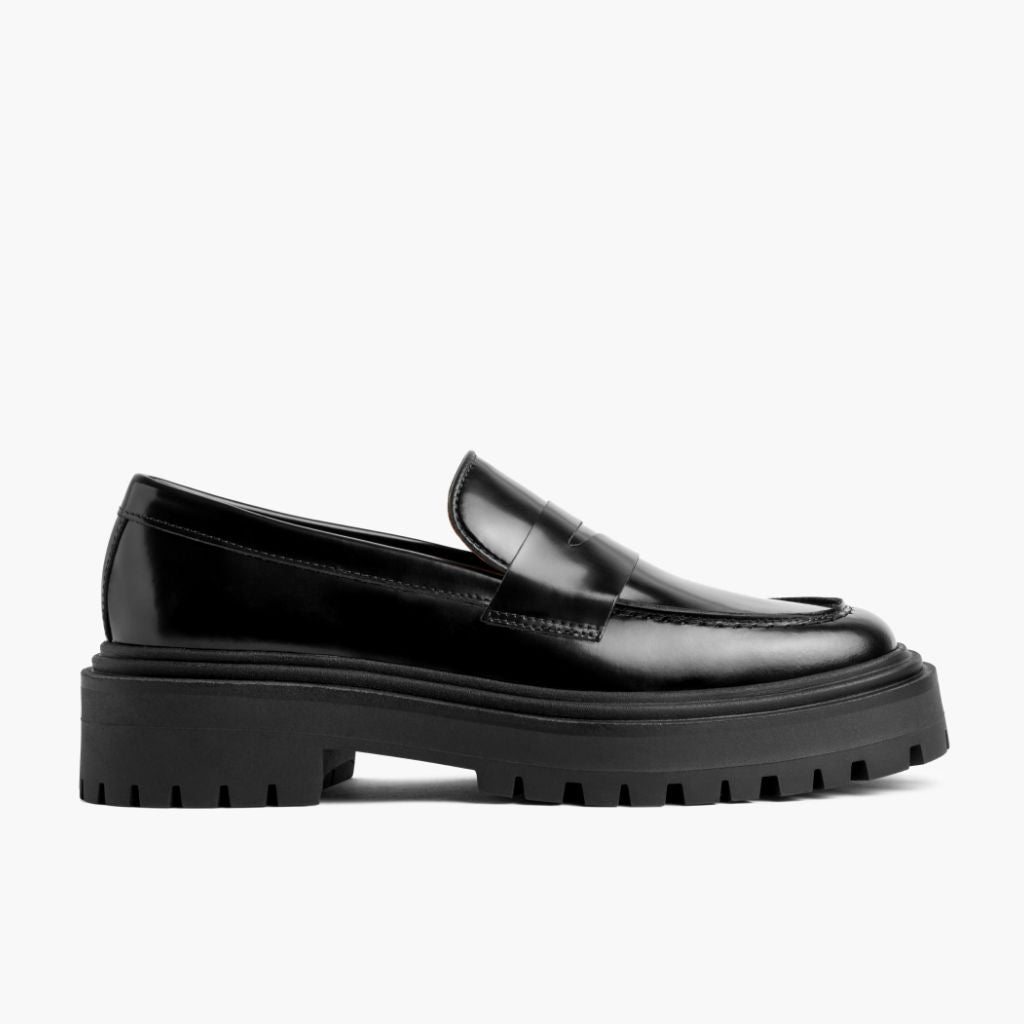 Black Full-Grain leather Loafers - Konstrukcja ramowa Goodyear welt i detal noska