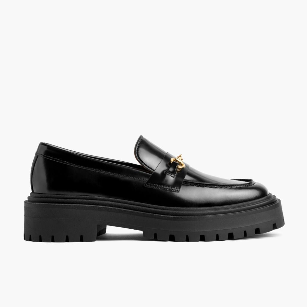Black Full-Grain leather Loafers - Konstrukcja ramowa Goodyear welt i detal noska