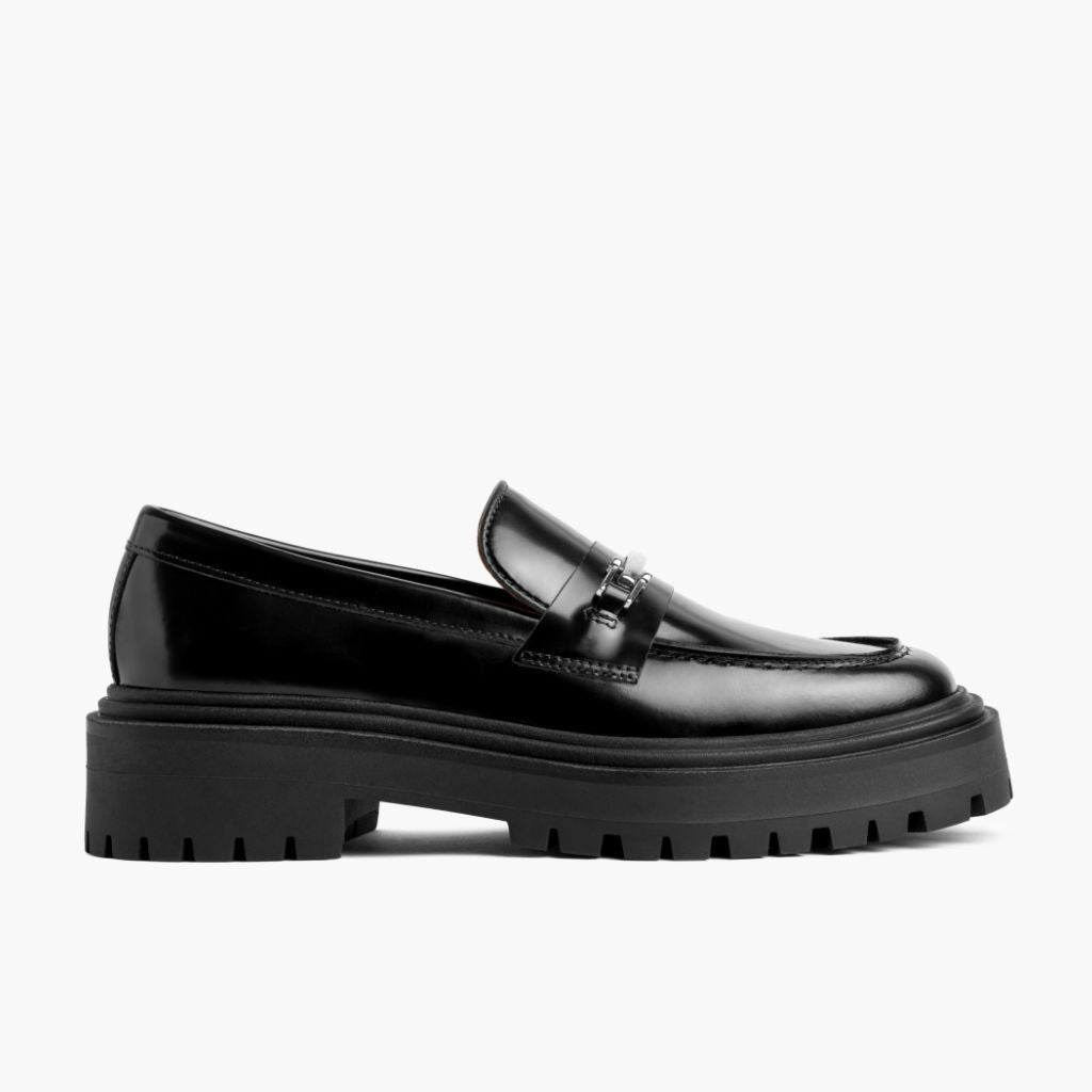 Black Full-Grain leather Loafers - Konstrukcja ramowa Goodyear welt i detal noska