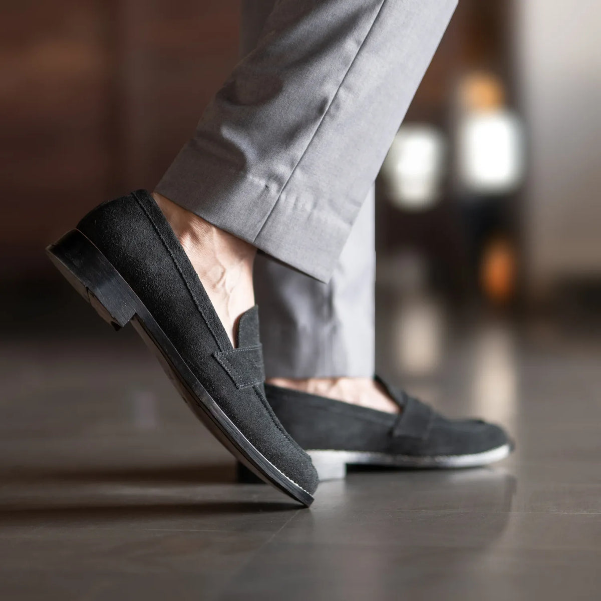 Orlaven Baxton Czarny Suede Skórzane mokasyny Męska footwear image 10