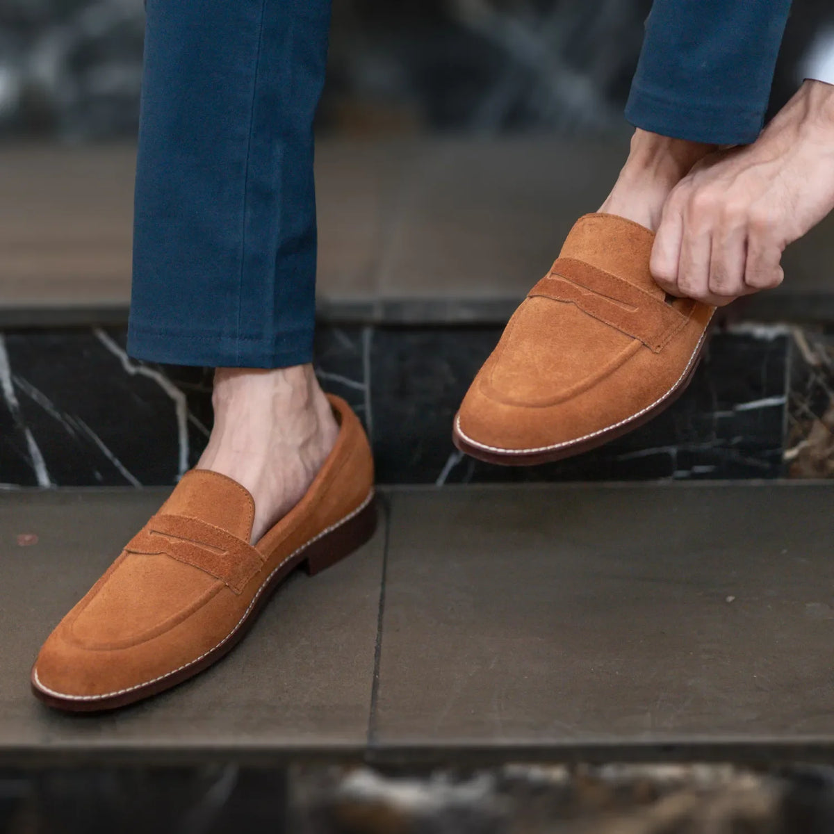 Orlaven Baxton Brązowy Suede Skórzane mokasyny Męska footwear image 10