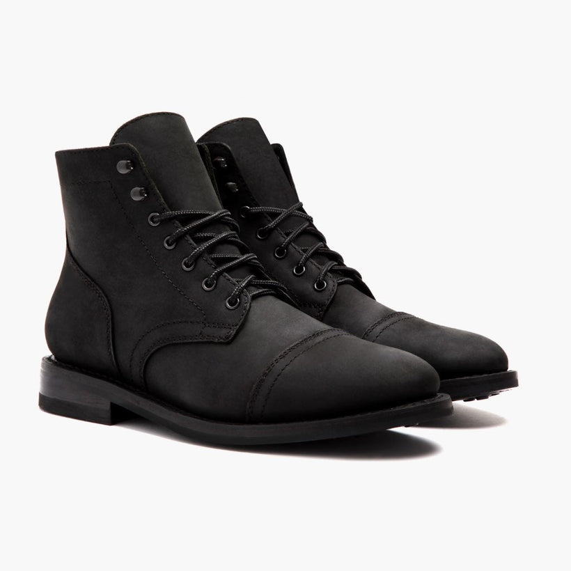 Captain Czarna Matte Leather Boots Męska