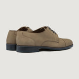 High-Traction Rubber Outsole & Lug Tread Pattern on Attorney Derby Brown Nubuck Leather Shoes StudGuard For Men