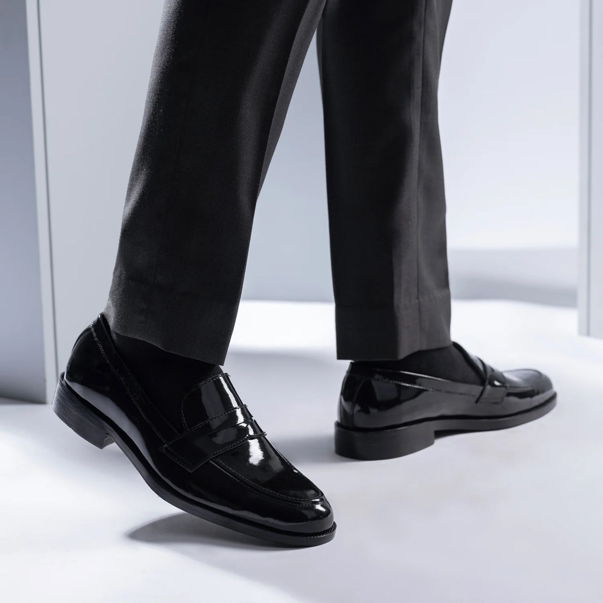 Orlaven Baxton Czarny Patent Skórzane mokasyny Męska footwear image 9
